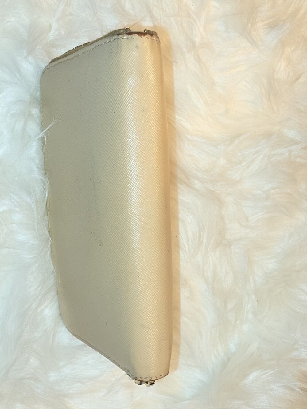 Prada Beige Saffiano Zip-Around Wallet with Gold Logo - Picture 8 of 10